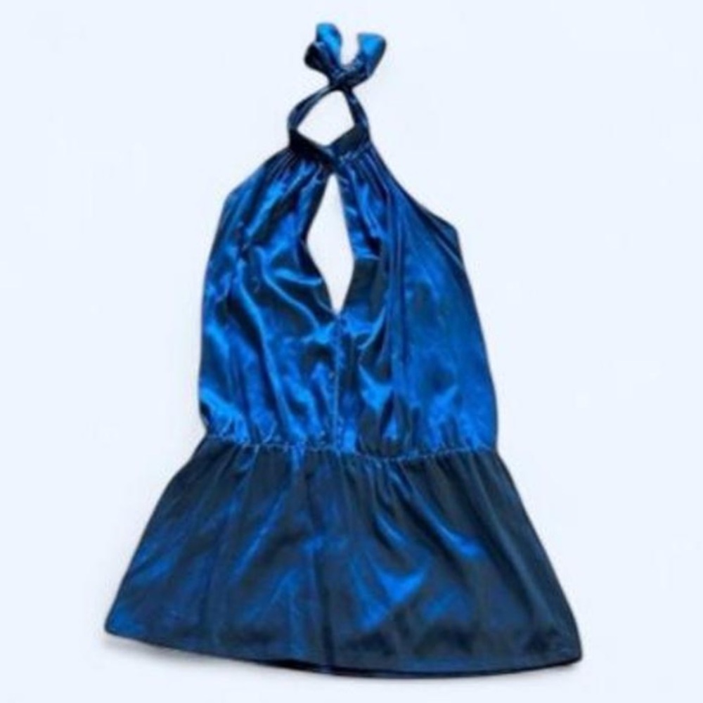 GUESS by Marciano Royal Blue
Front Cutout Backless Mini Halter Dress Medium